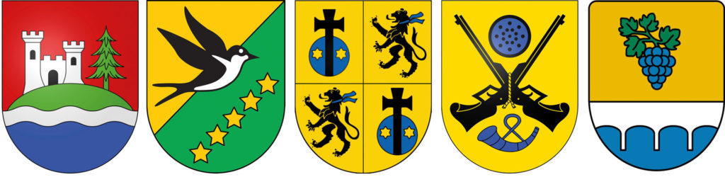 Stemmi Comuni di Caslano, Lema, Magliaso, Pura e Tresa